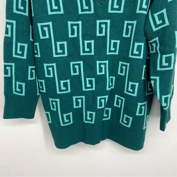 New & Other Stories Oversized Green Jacquard Knit Wool Blend Sweater Large - Picture 12 of 15